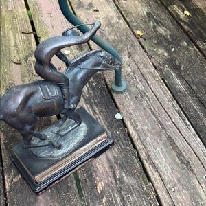 Unique Vintage Brown Horse Sculpture Dynamic Art Piece